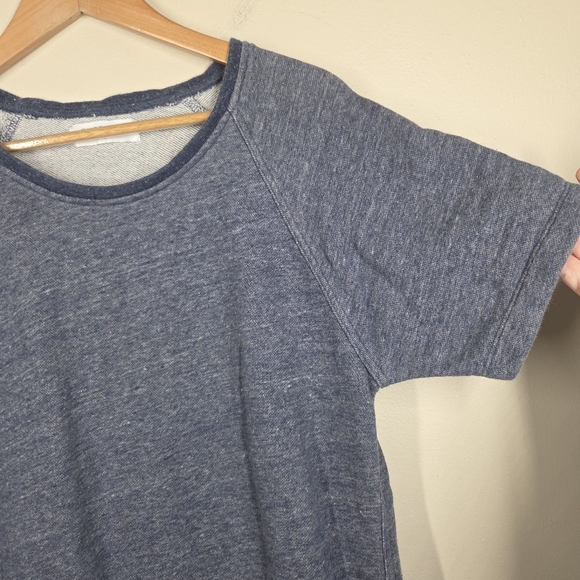 Everlane Short Sleeve Sweatshirt Marled Heather Blue 100% Cotton Minimalist Med - Picture 2 of 7